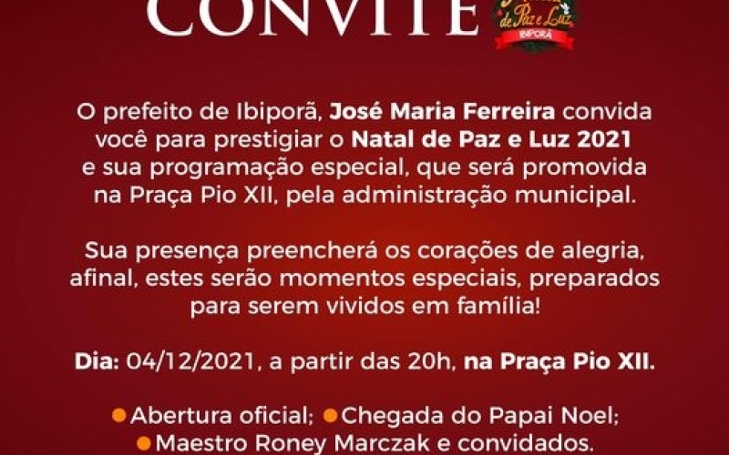   Ibiporã abre a programação do “Natal de Paz e Luz” neste sábado (04)