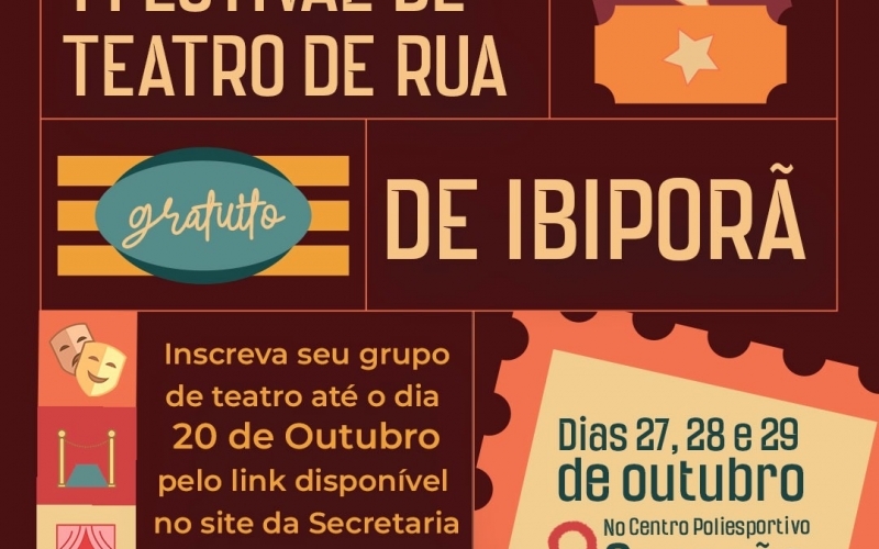 Inscrições para I Festival de Teatro Estudantil e Amador de Rua de Ibiporã terminam nesta sexta-feira (20)